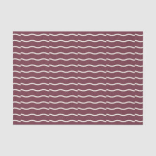 Hand-Drawn Wavy Ticking Stripe   Deep Burgundy Tissue Paper
