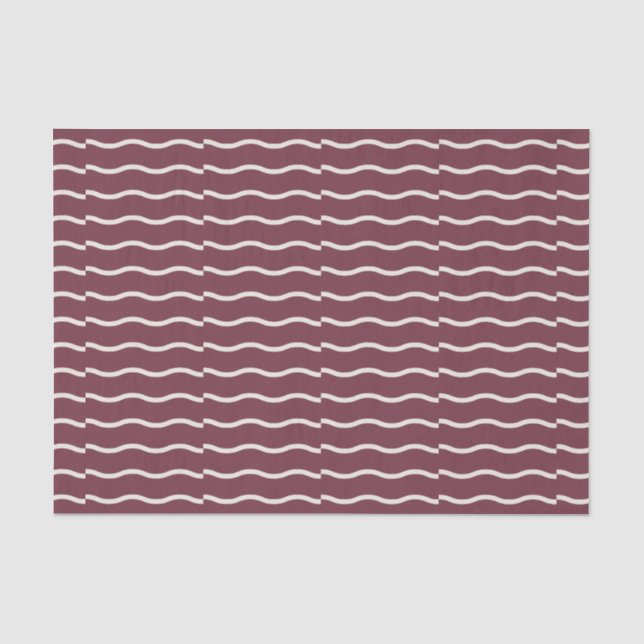 Hand-Drawn Wavy Ticking Stripe | Deep Burgundy Tissue Paper (Front)