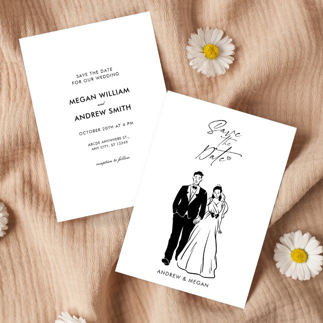 hand drawn wedding bride and groom  save the date (Creator Uploaded)