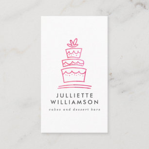 Hand Drawn Wedding Cake Watercolor Business Card