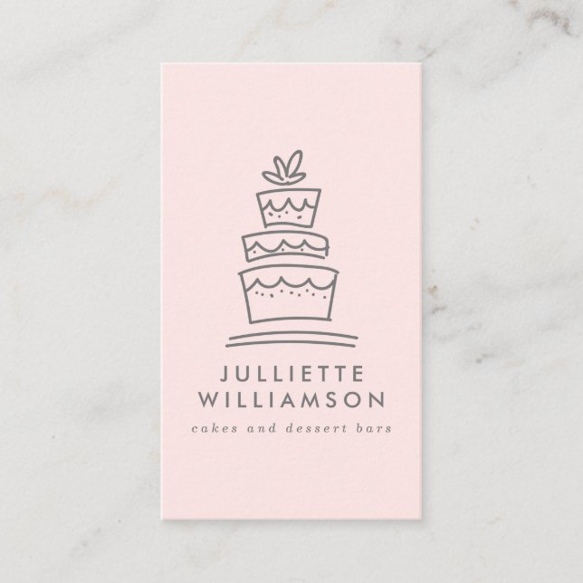 Hand Drawn Wedding Cake Watercolor Business Card (Front)