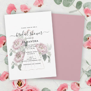 Hand Drawn Wedding Dress Floral Bridal Shower Invitation
