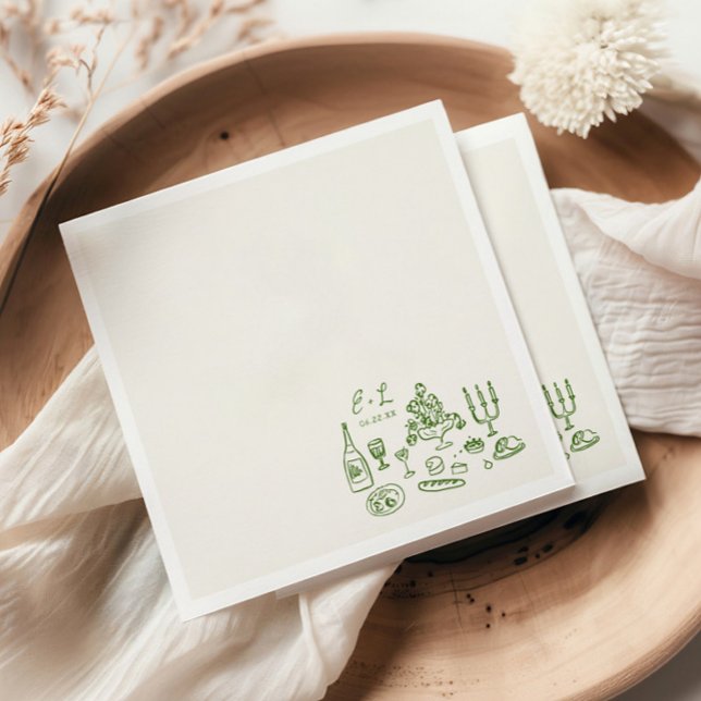 Hand Drawn Wedding Food Initials Napkin (Creator Uploaded)