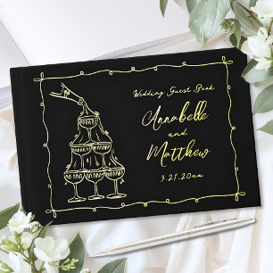 Hand Drawn Wedding Gold Guest Book