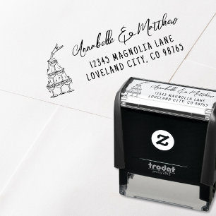 Hand Drawn Wedding Return Address Self-inking Stamp