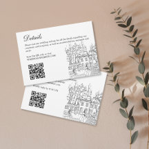 Hand Drawn Wedding Venue Mansion Illustration RSVP