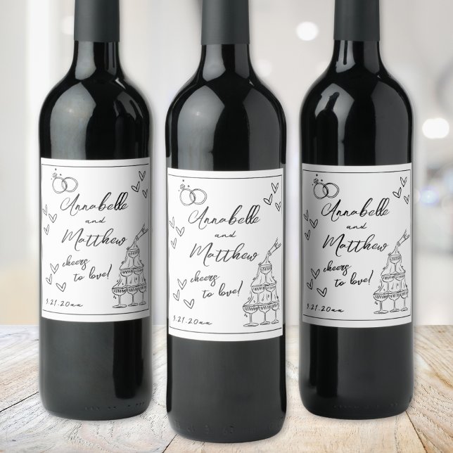 Hand Drawn Wedding Wine Label (Hand Drawn Wedding Wine Label )