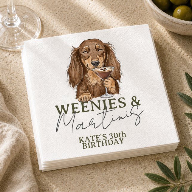 Hand Drawn Weenies and Martinis Dachshund Napkin (Hand Drawn Weenies and Martinis Dachshund Napkins)