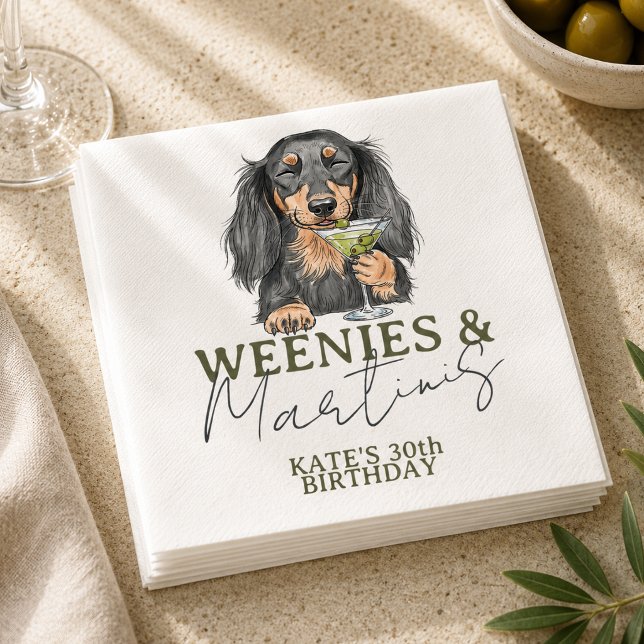 Hand Drawn Weenies and Martinis Dachshund Napkin (Hand Drawn Weenies and Martinis Dachshund Napkins)