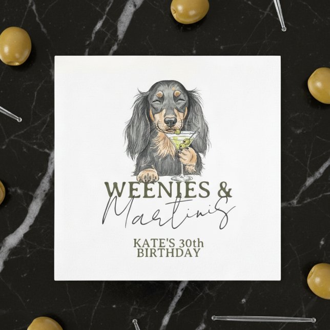Hand Drawn Weenies and Martinis Dachshund Napkin (Celebrate with this Hand Drawn Weenies and Martinis Dachshund Napkin! )