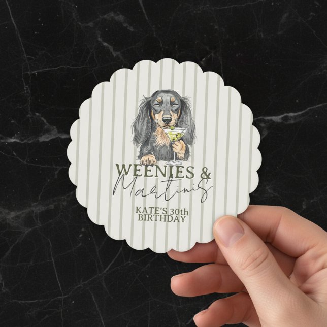 Hand Drawn Weenies and Martinis Dachshund Paper Coaster (Celebrate with this Hand Drawn Weenies and Martinis Dachshund Paper Coaster! )