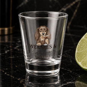 Hand Drawn Weenies and Martinis Dachshund Shot Glass
