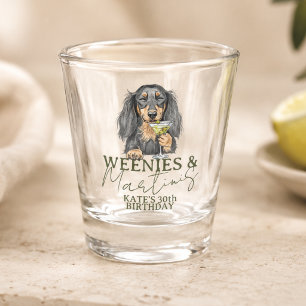 Hand Drawn Weenies and Martinis Dachshund Shot Glass