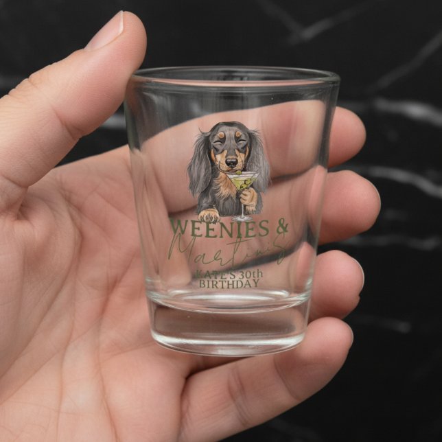 Hand Drawn Weenies and Martinis Dachshund Shot Glass (Celebrate with this Hand Drawn Weenies and Martinis Dachshund Shot Glass! )