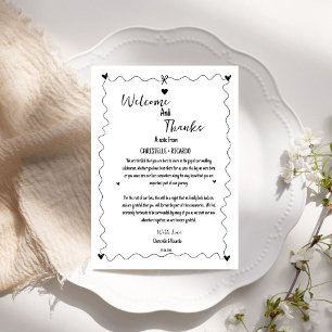 Hand Drawn welcome & thank you wedding guest Card