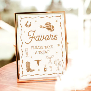Hand Drawn Western Bridal Shower Favor Poster