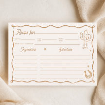 Hand Drawn Western Bridal Shower Recipe Card