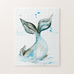 Hand drawn whale tail jigsaw puzzle