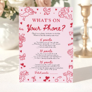 Hand Drawn What's on Your Phone Bridal Shower Game Invitation