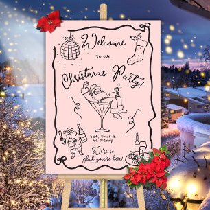 Hand drawn whimisical doodle Christmas Party Poster