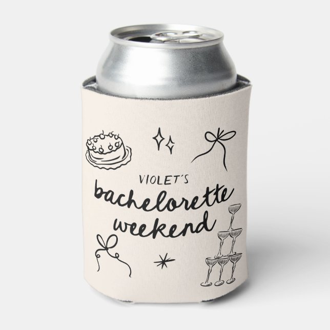 Hand-Drawn Whimsical Bachelorette Party  Can Cooler (Can Front)