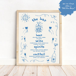 Hand Drawn Whimsical Bar Menu Wedding Sign