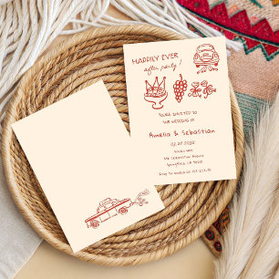 Hand Drawn Whimsical Black Wedding Doodle Invitation