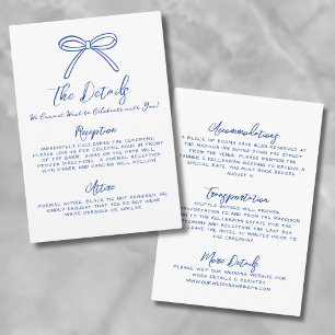 Hand Drawn Whimsical Blue Wedding Details Enclosure Card
