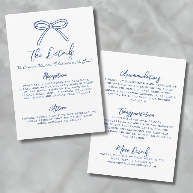 Hand Drawn Whimsical Blue Wedding Details Enclosure Card (Hand Drawn Whimsical Blue Wedding Details Enclosure Card)