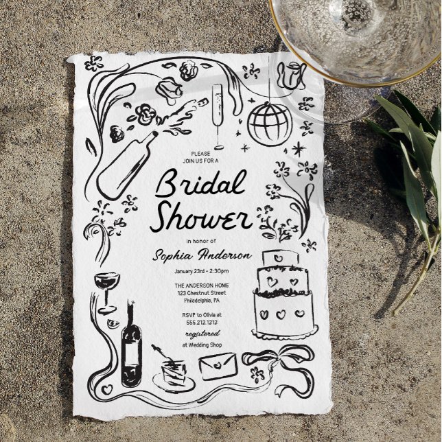 Hand Drawn Whimsical Bridal Shower Invitation (Creator Uploaded)