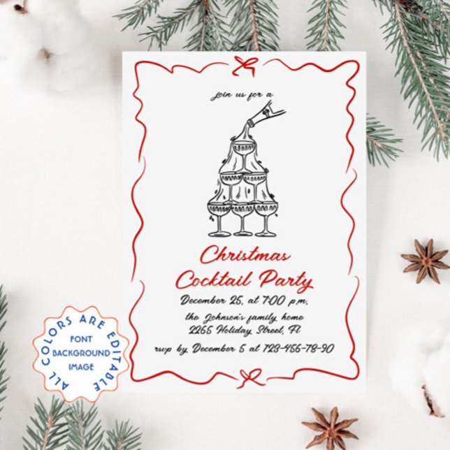 Hand Drawn Whimsical Christmas Cocktail Party Invitation (Creator Uploaded)