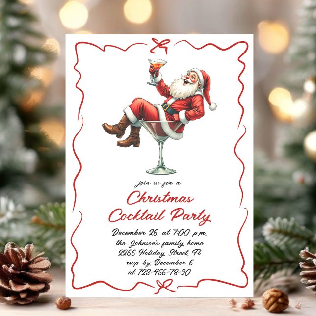 Hand Drawn Whimsical Christmas Cocktail Party Invitation (Creator Uploaded)