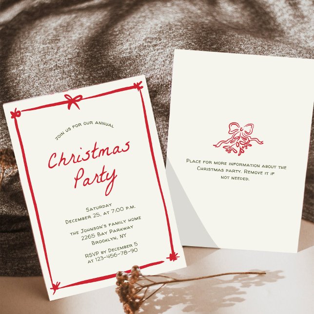 Hand Drawn Whimsical Christmas Holiday Party Invitation (Creator Uploaded)