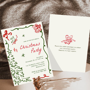 Hand Drawn Whimsical Christmas Holiday Party Invitation