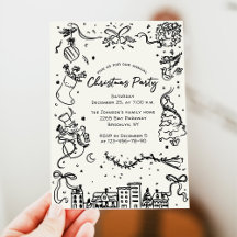 Hand Drawn Whimsical Christmas Holiday Party