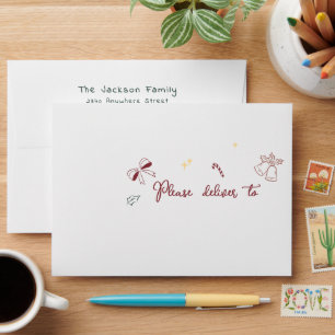 Hand Drawn Whimsical Christmas Party Pre-Addressed Envelope