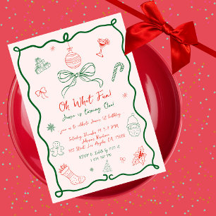 Hand Drawn Whimsical Christmas Winter 1st Birthday Invitation