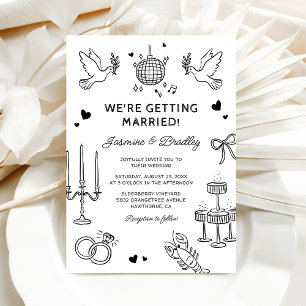 Hand-Drawn Whimsical Doodle Wedding Invitation