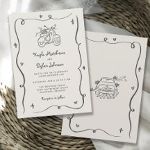 Hand Drawn Whimsical Doodles Wavy Frame Wedding