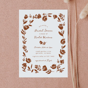 Hand Drawn Whimsical Flower Border Bridal Shower Invitation