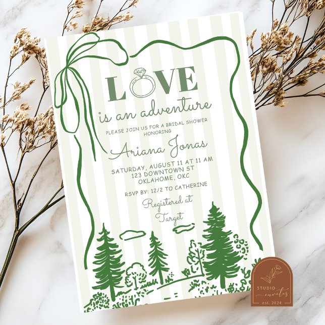 Hand Drawn Whimsical Forest Love is an Adventure Invitation (Creator Uploaded)