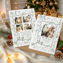 Hand Drawn Whimsical Green Doodle Bow Family Photo