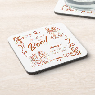 Hand Drawn Whimsical Halloween Bridal Shower Coaster