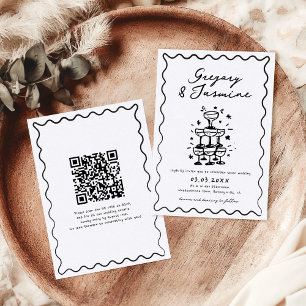 Hand Drawn Whimsical Handwritten QR Code Wedding Invitation