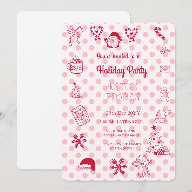 Hand drawn whimsical holiday party invitation (Front/Back)