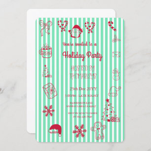 Hand drawn whimsical holiday party invitation