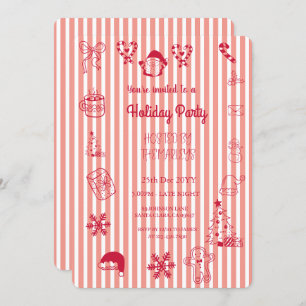 Hand drawn whimsical holiday party invitation