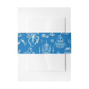 Hand-drawn whimsical line art wedding style invitation belly band