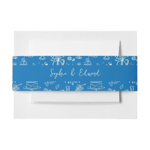 Hand-drawn whimsical line art wedding style invitation belly band