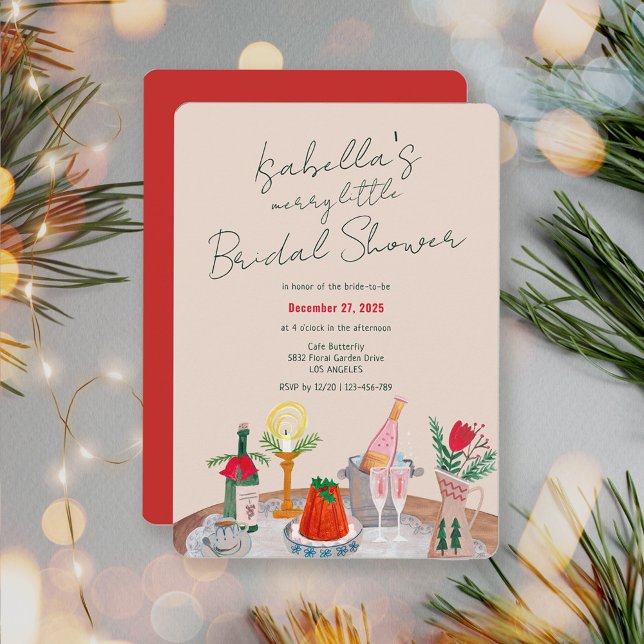 Hand Drawn Whimsical Merry Little Bridal Shower Invitation (Hand Drawn Whimsical Merry Little Bridal Shower Invitation)